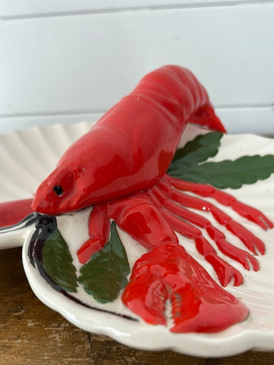 Vintage Ceramic Lobster Divided Dish - Diamonds & Rust