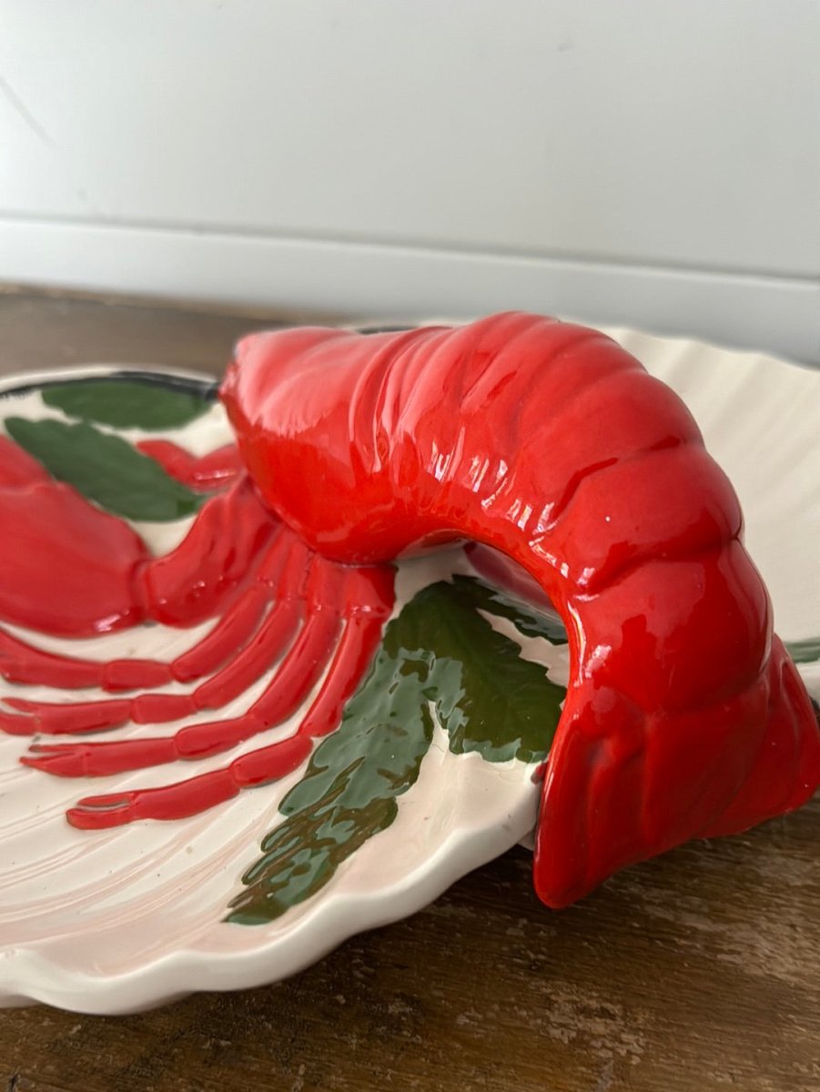   ロブスターディッシュ Vintage Ceramic Lobster Divided Dish - Diamonds & Rust