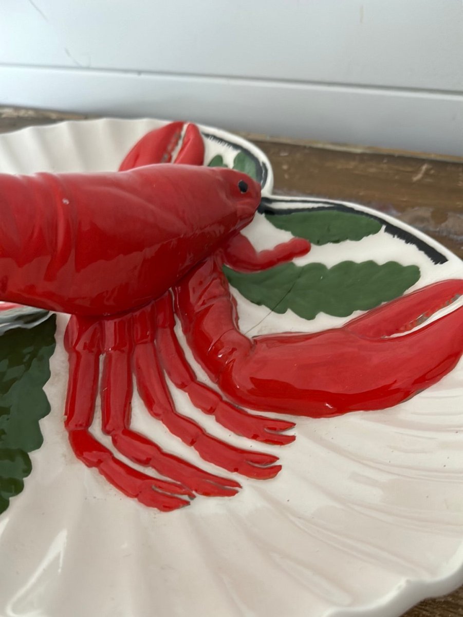 Vintage Ceramic Lobster Divided Dish - Diamonds & Rust