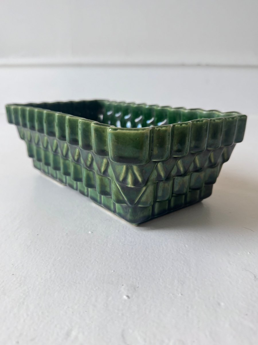 Vintage Ceramic Planter - Diamonds & Rust