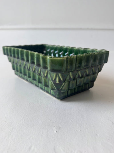 Vintage Ceramic Planter - Diamonds & Rust