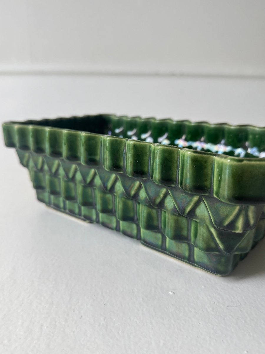 Vintage Ceramic Planter - Diamonds & Rust
