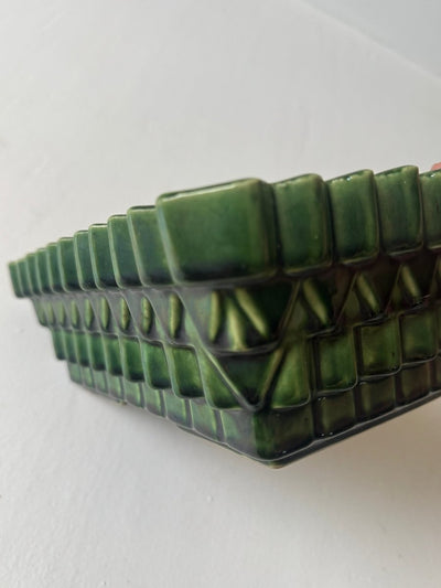 Vintage Ceramic Planter - Diamonds & Rust
