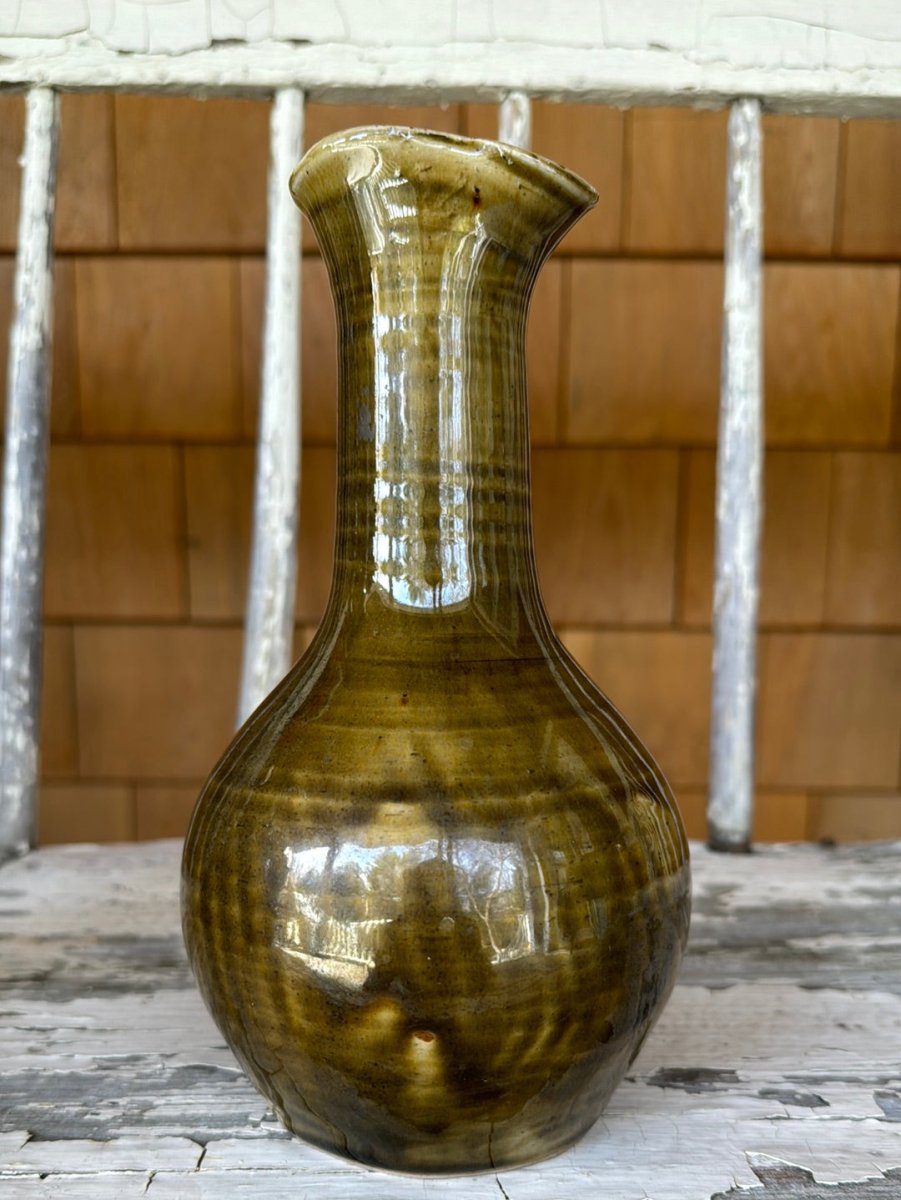 Vintage Ceramic Vase - Seaweed - Diamonds & Rust