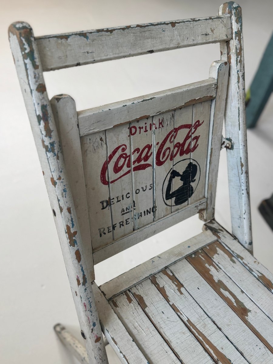 Vintage Coca Cola Folding Chair - Diamonds & Rust