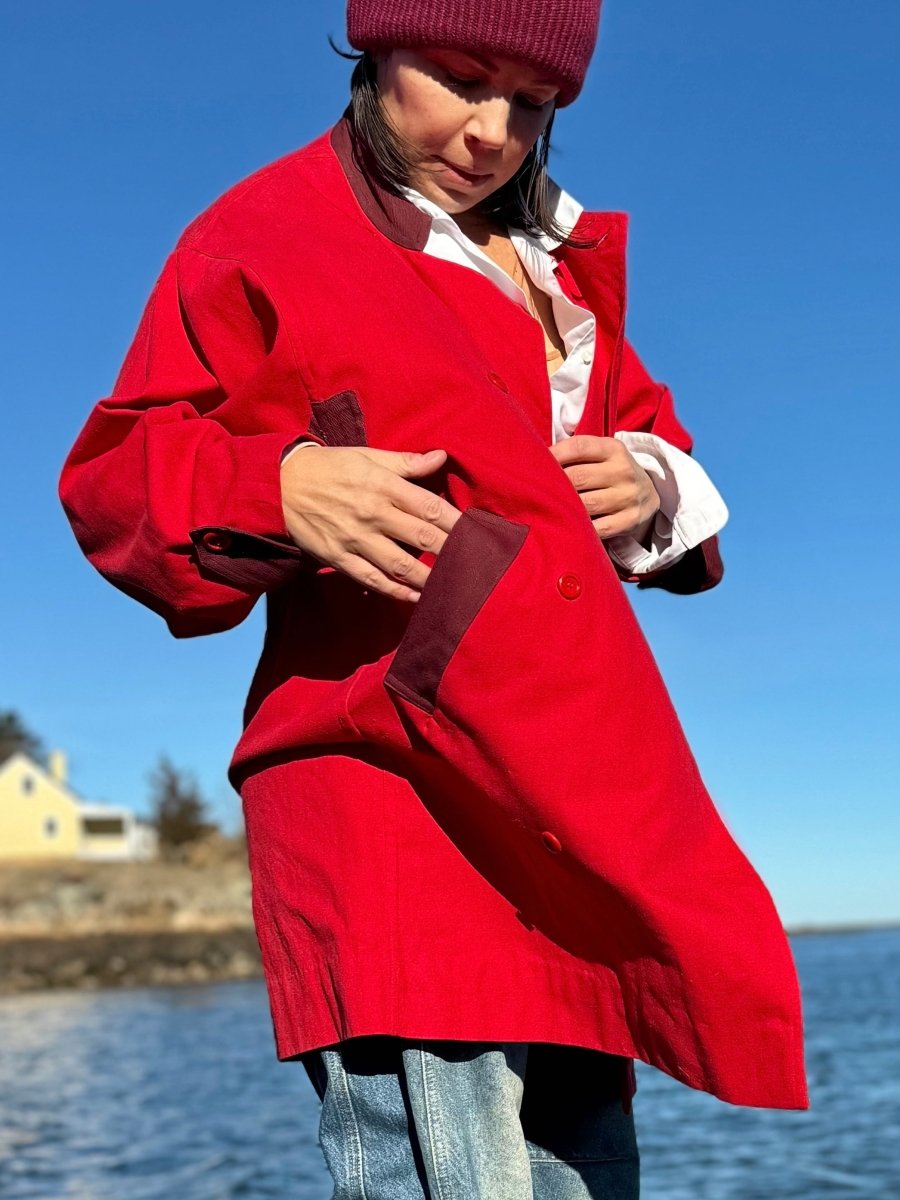 Vintage Color - Block Midi Coat - Diamonds & Rust