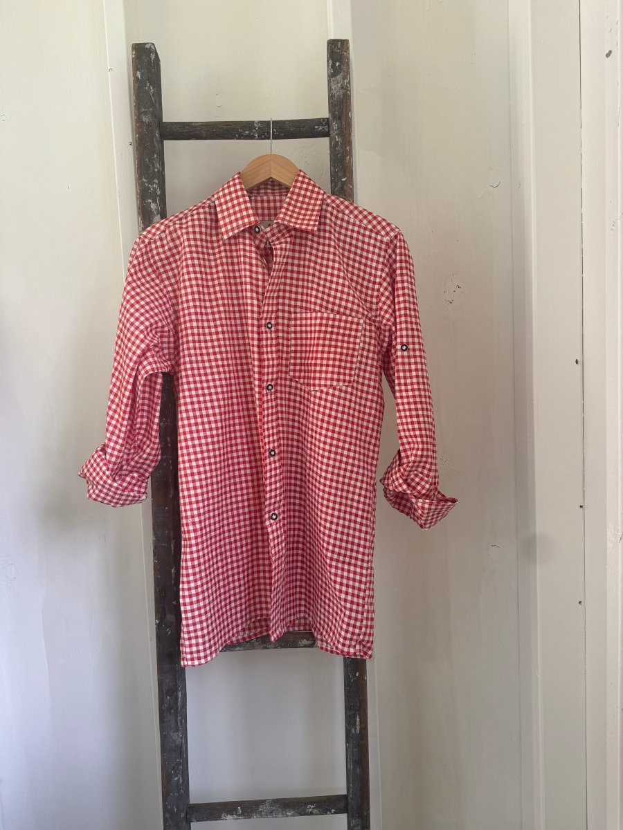 Vintage Cotton Gingham Shirt - Red - Diamonds & Rust