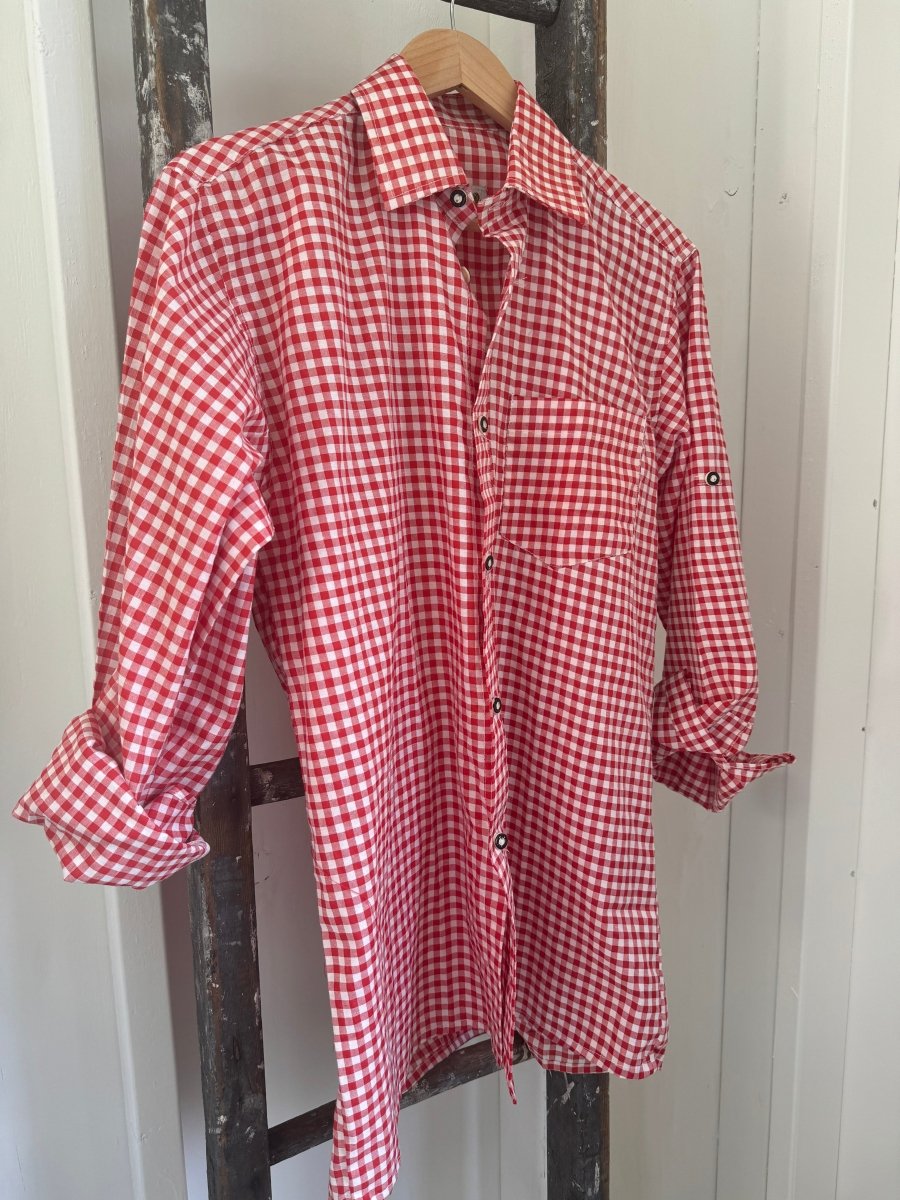 Vintage Cotton Gingham Shirt - Red - Diamonds & Rust