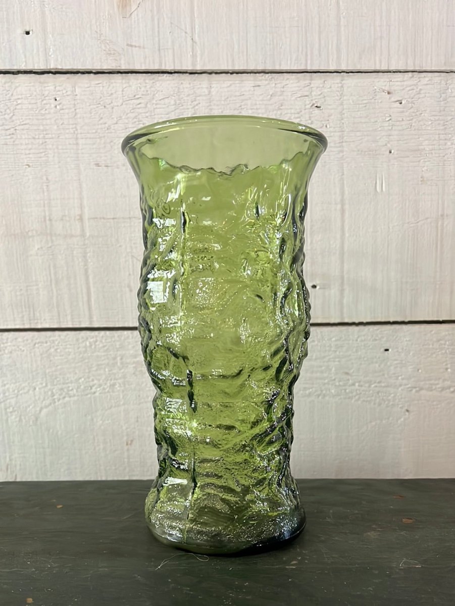 Vintage Crinkle Glass Vase - Diamonds & Rust