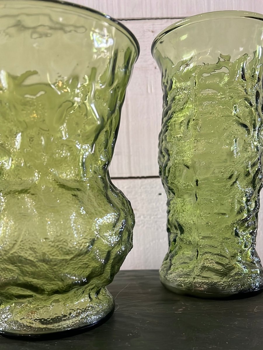 Vintage Crinkle Glass Vase - Diamonds & Rust