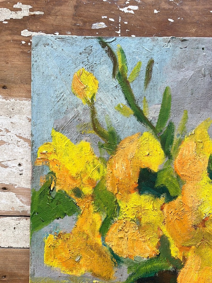 Vintage Daffodil Arrangement Painting - Diamonds & Rust