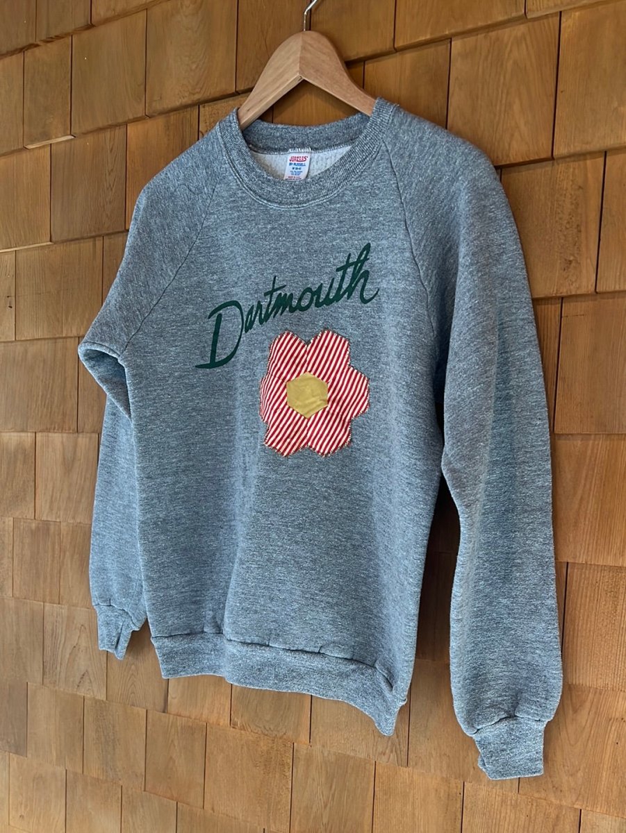 Vintage Dartmouth Heather Grey Raglan - Quilt Patch - Diamonds & Rust