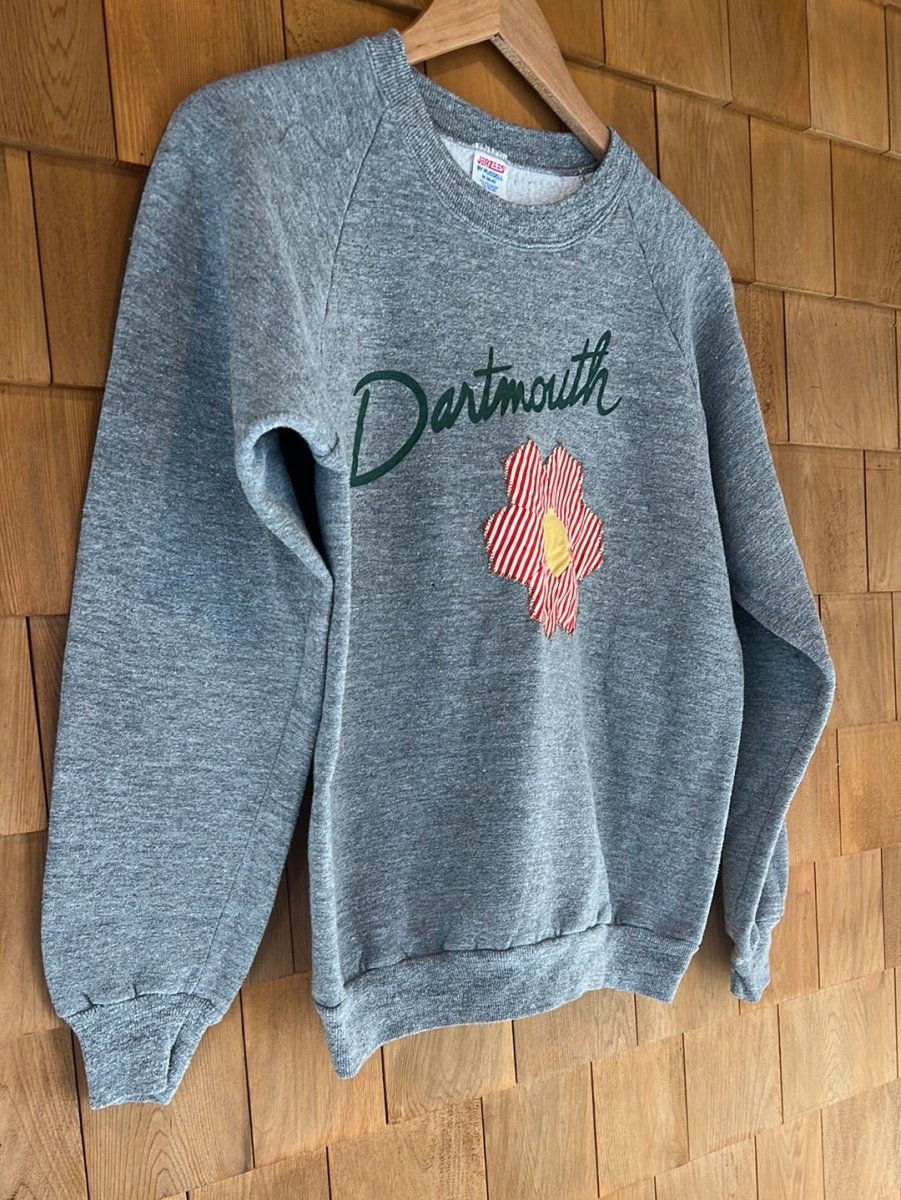 Vintage Dartmouth Heather Grey Raglan - Quilt Patch - Diamonds & Rust