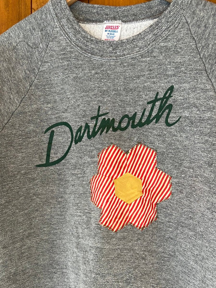 Vintage Dartmouth Heather Grey Raglan - Quilt Patch - Diamonds & Rust
