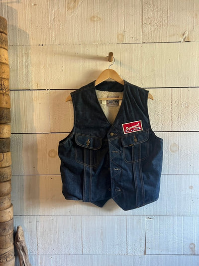 Vintage Denim + Sherling Vest - Diamonds & Rust