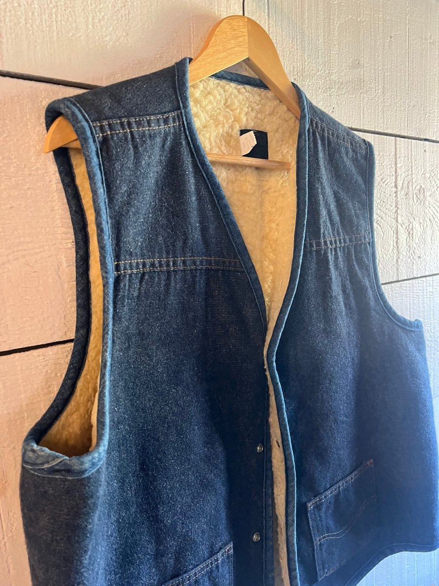 Vintage Denim + Sherling Vest - Diamonds & Rust