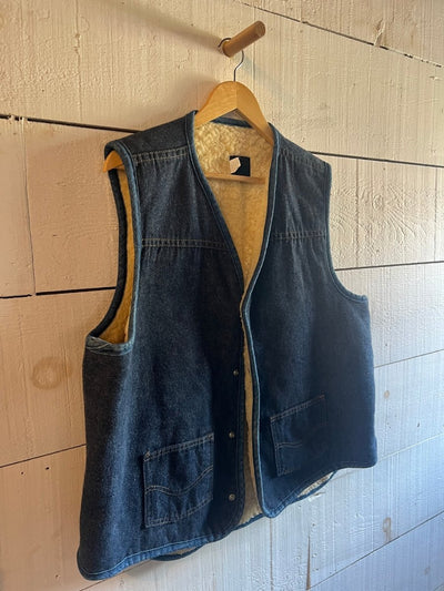 Vintage Denim + Sherling Vest - Diamonds & Rust
