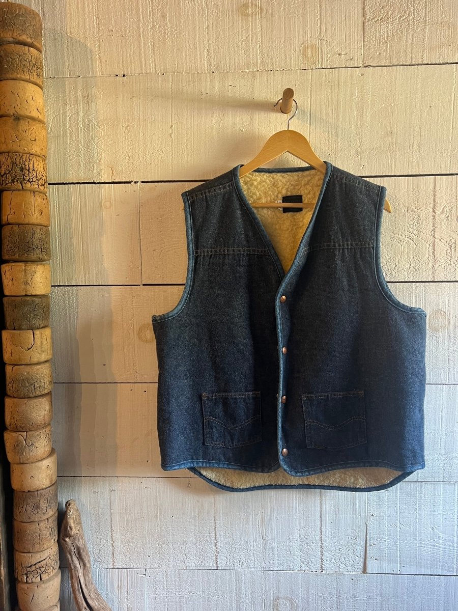 Vintage Denim + Sherling Vest - Diamonds & Rust