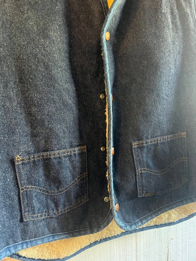 Vintage Denim + Sherling Vest - Diamonds & Rust