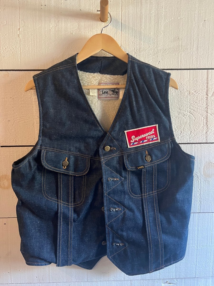Vintage Denim + Sherling Vest - Diamonds & Rust