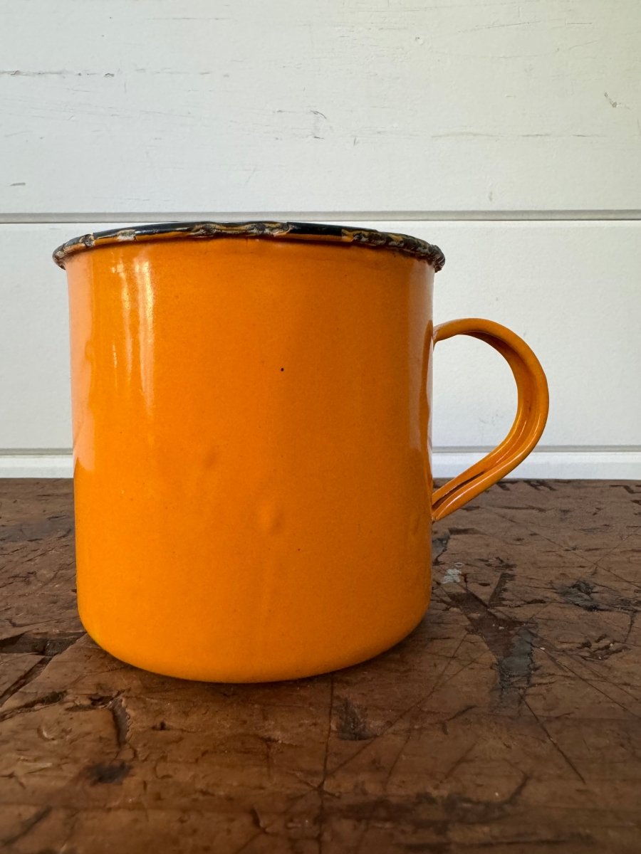 Vintage Enamel Mug 14oz Orange - Diamonds & Rust