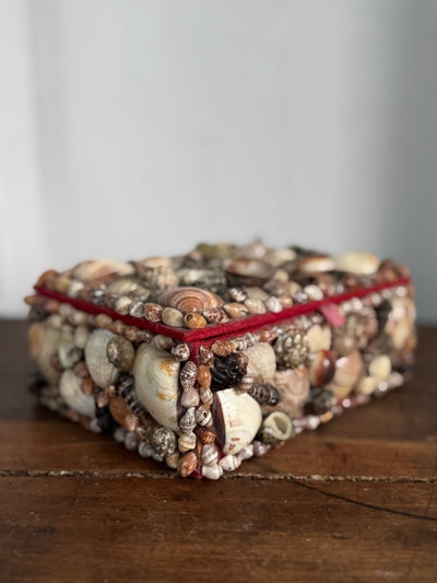 Vintage Encrusted Shell Box - Diamonds & Rust