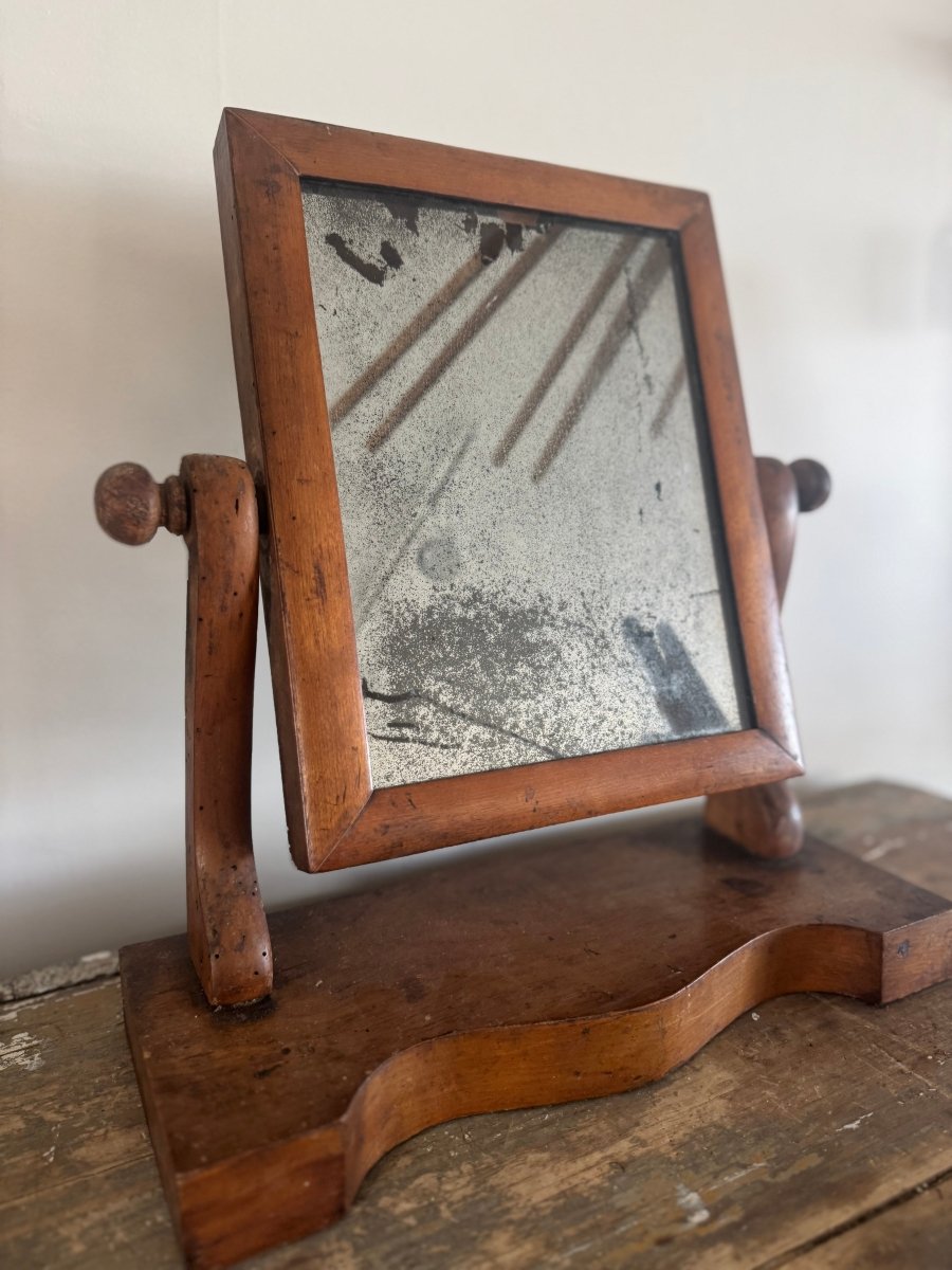 Vintage English Tabletop Shaving Mirror - Diamonds & Rust