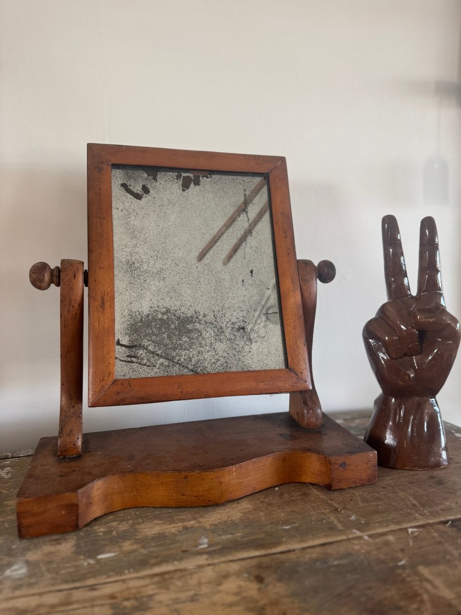 Vintage English Tabletop Shaving Mirror - Diamonds & Rust