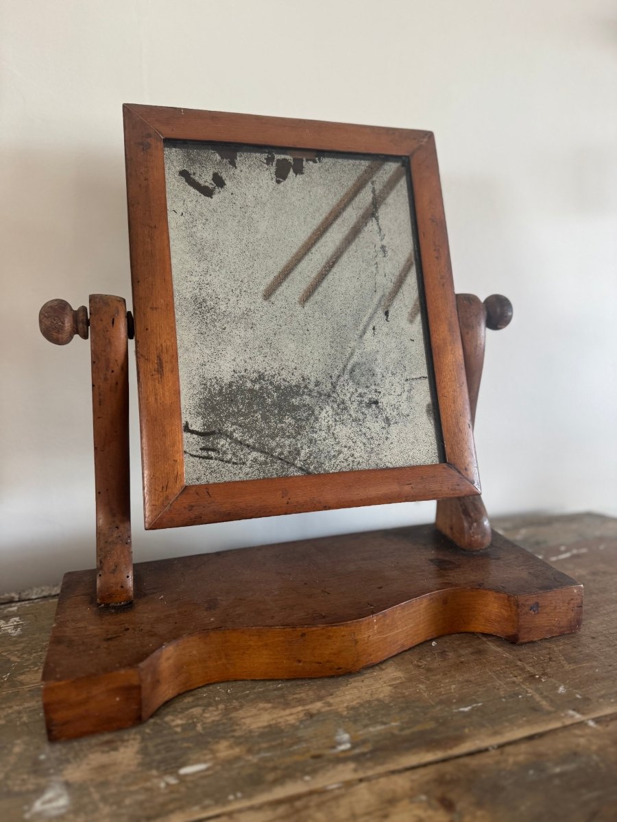 Vintage English Tabletop Shaving Mirror - Diamonds & Rust