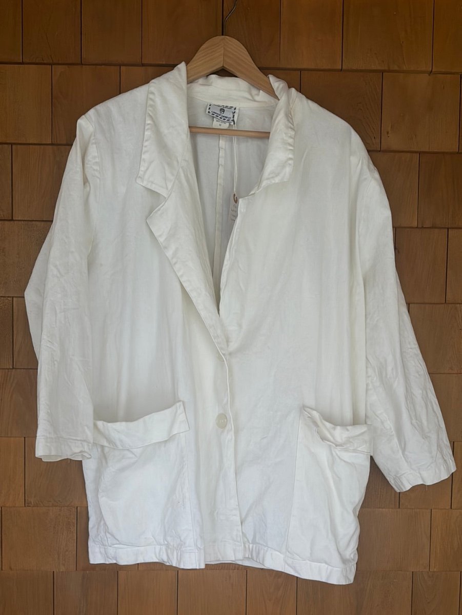 Vintage Express White Chore Coat - Diamonds & Rust