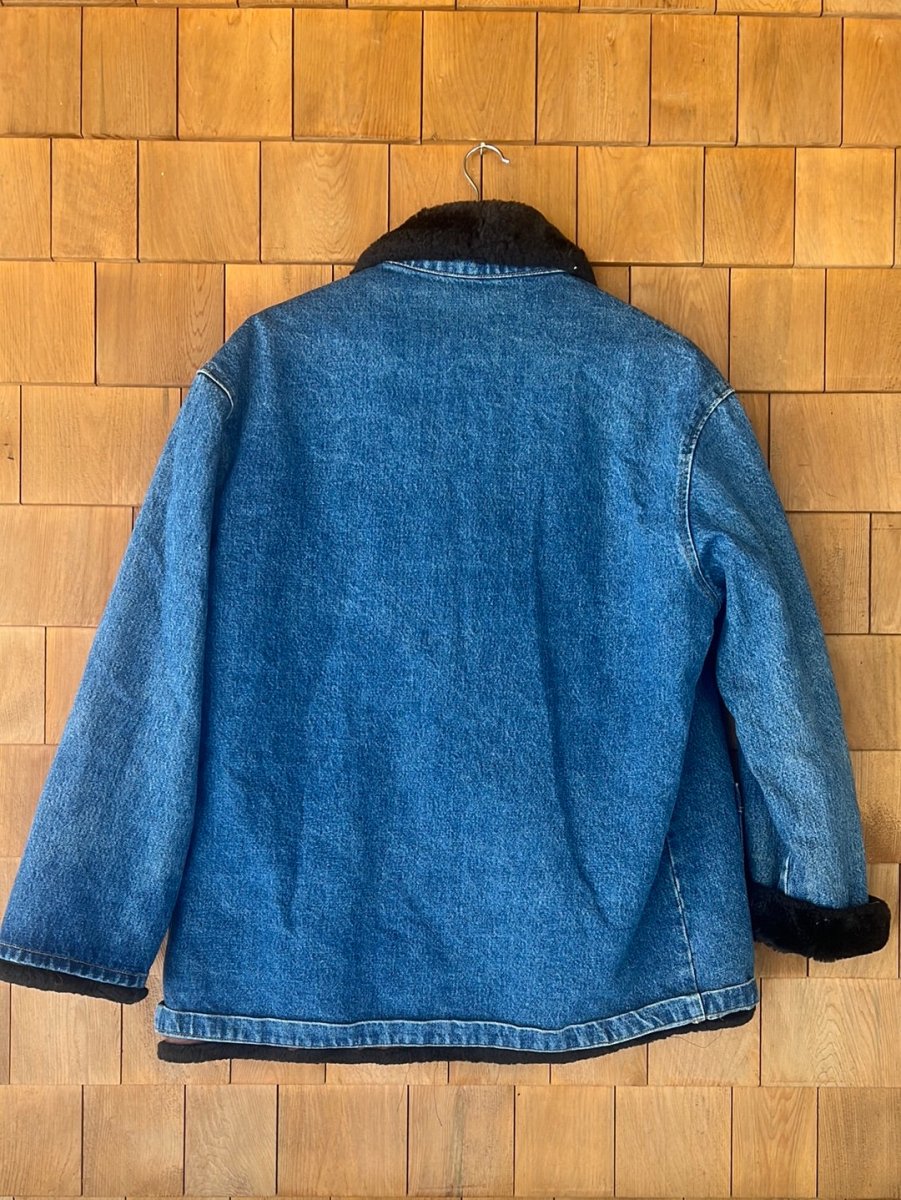 Vintage Faux Fur Lined Denim Chore Coat - Diamonds & Rust