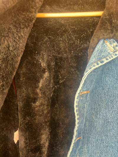 Vintage Faux Fur Lined Denim Chore Coat - Diamonds & Rust