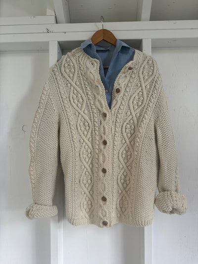 Vintage Fisherman's Cardigan Sweater - Diamonds & Rust