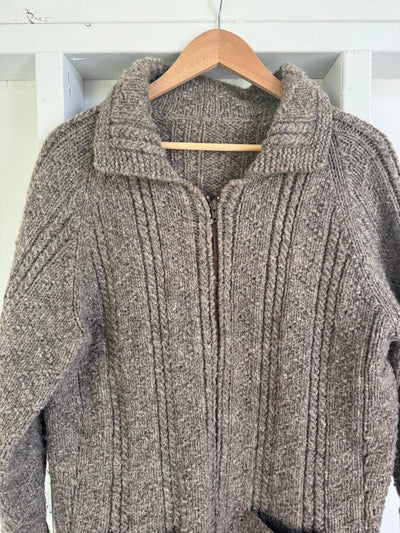 Vintage Fisherman's Zip Up Sweater - Grey - Diamonds & Rust