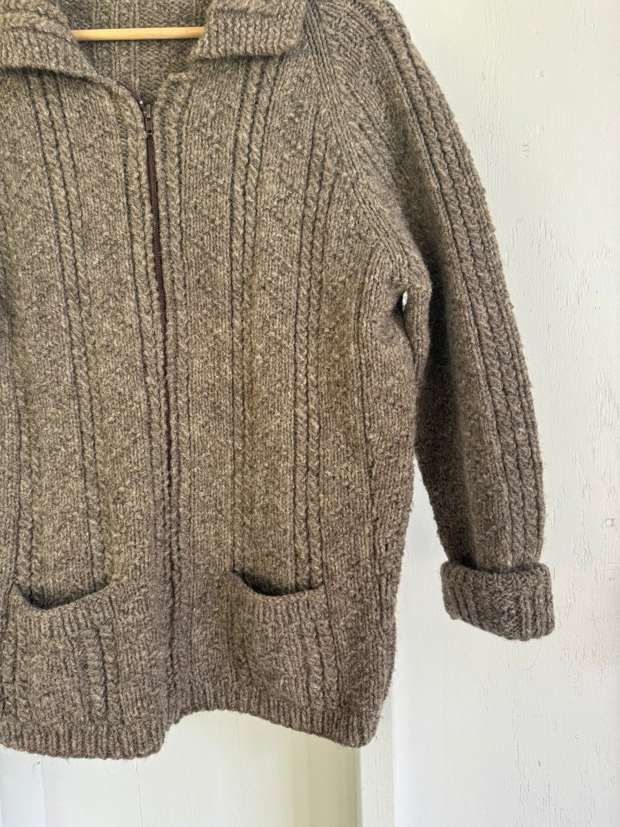 Vintage Fisherman's Zip Up Sweater - Grey - Diamonds & Rust
