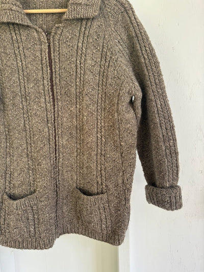 Vintage Fisherman's Zip Up Sweater - Grey - Diamonds & Rust