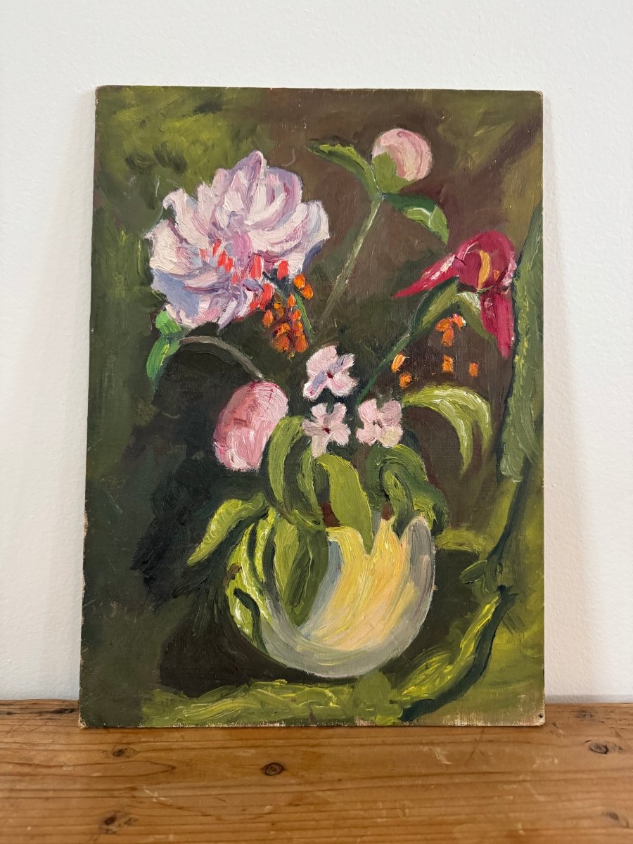 Vintage Flowers + Vase Painting - Diamonds & Rust