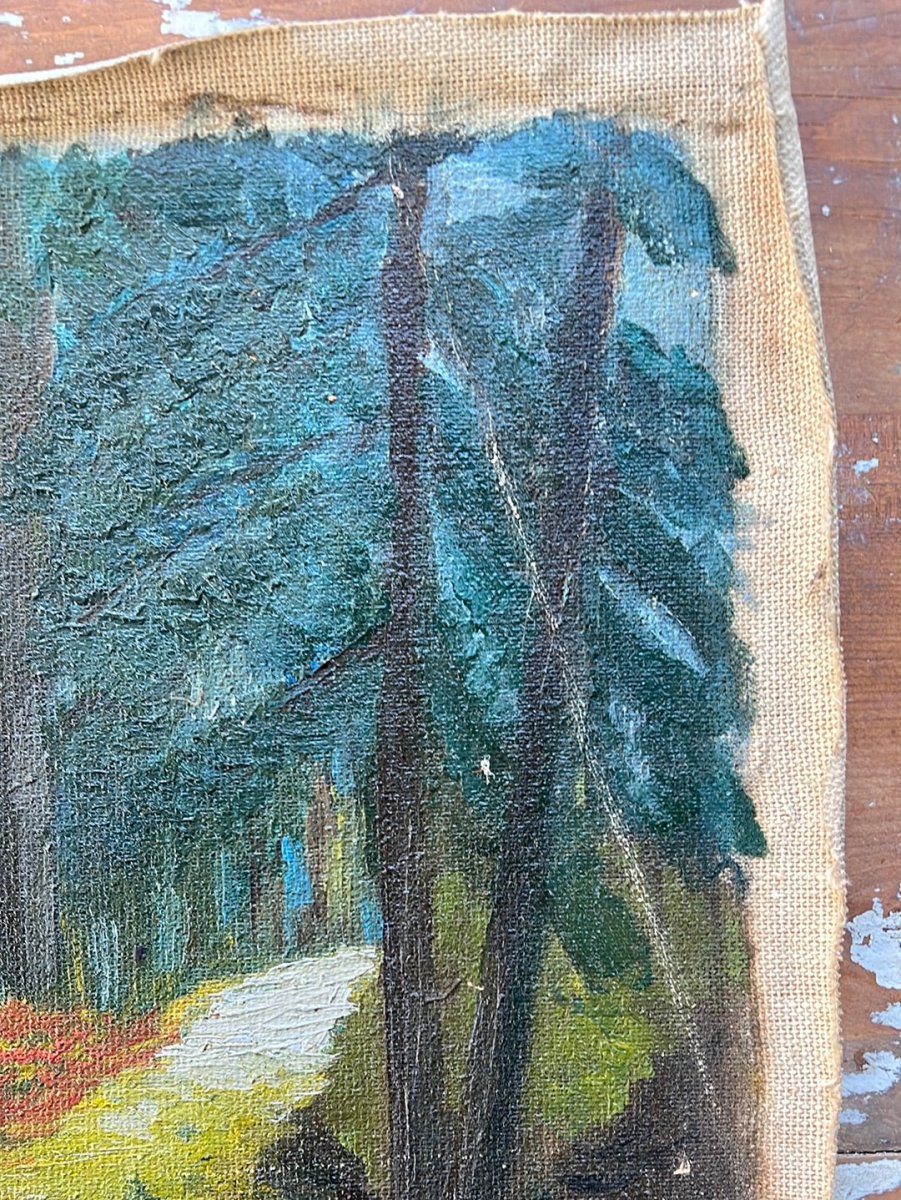 Vintage Forrest Trail Canvas Painting - Diamonds & Rust