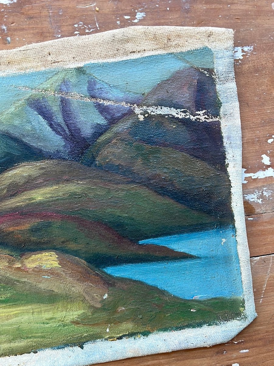 Vintage Forrest Trail Canvas Painting - Diamonds & Rust