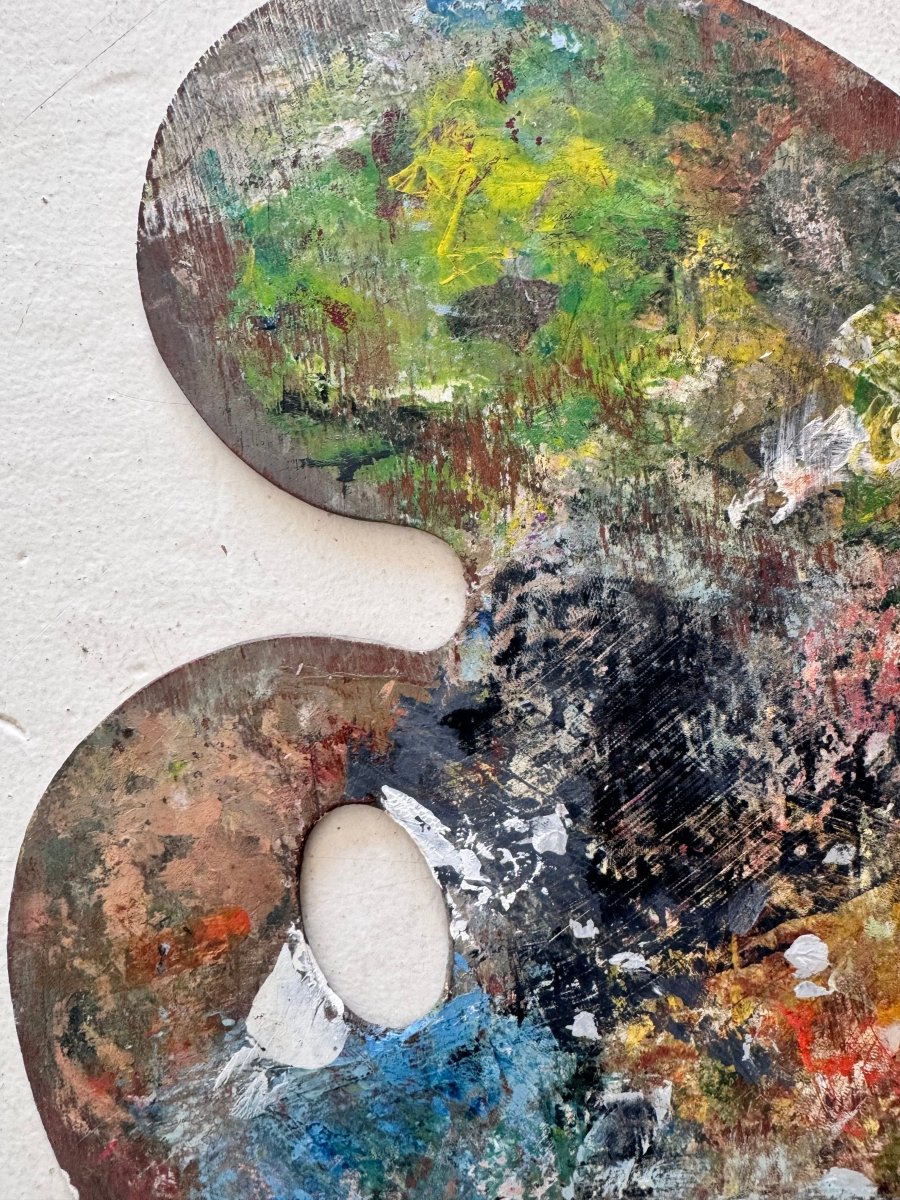 Vintage French Artist Palette - Diamonds & Rust