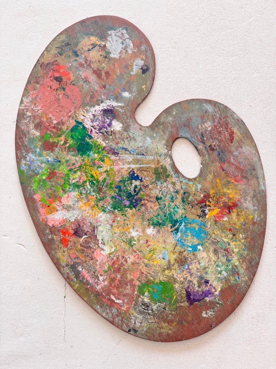 Vintage French Artist Palette - Diamonds & Rust