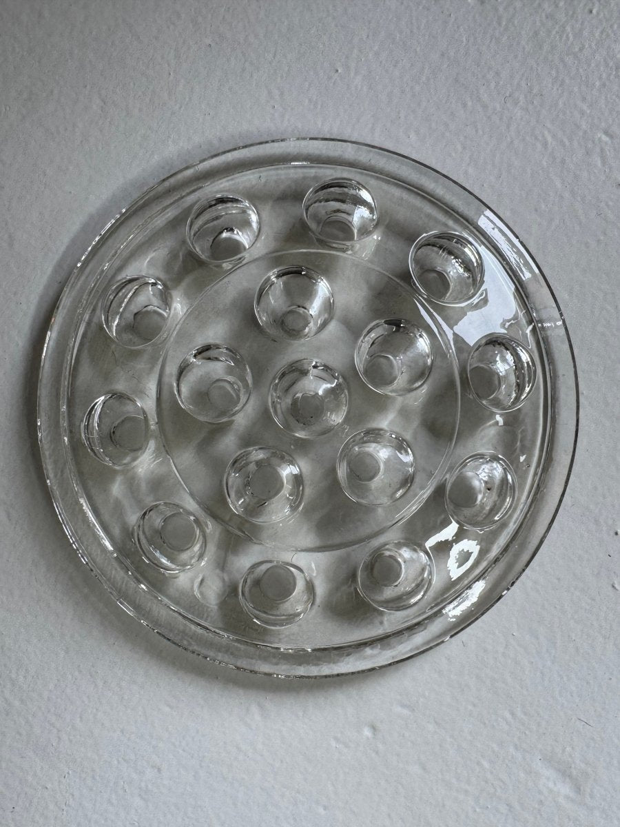 Vintage Glass Flower Frog - Diamonds & Rust