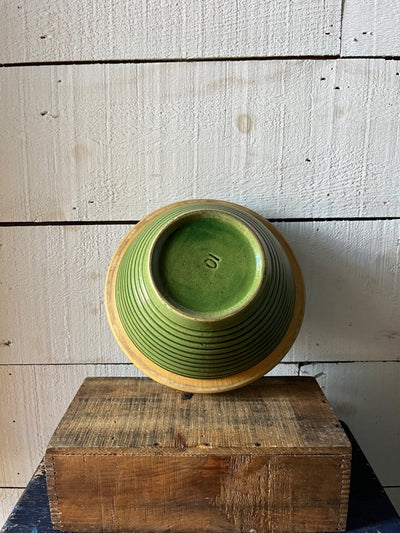 Vintage Green Bowl - Diamonds & Rust