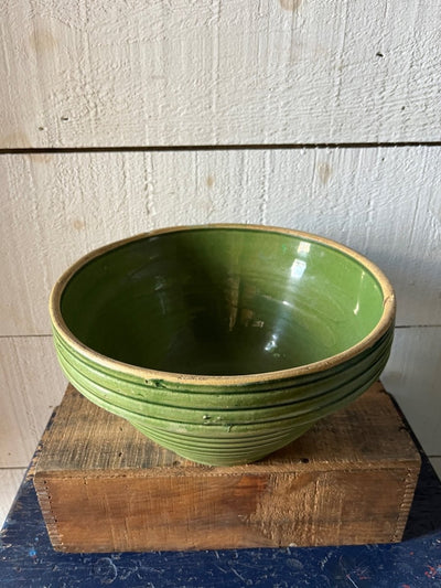 Vintage Green Bowl - Diamonds & Rust