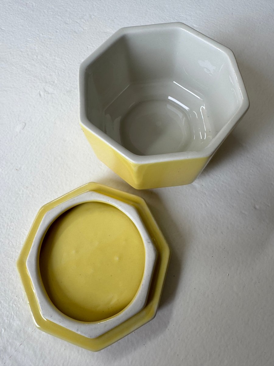 Vintage Hall Dish + Lid - Yellow - Diamonds & Rust