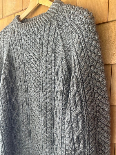 Vintage Hand Knit ARAN Wool Sweater - Dark Oatmeal - Diamonds & Rust