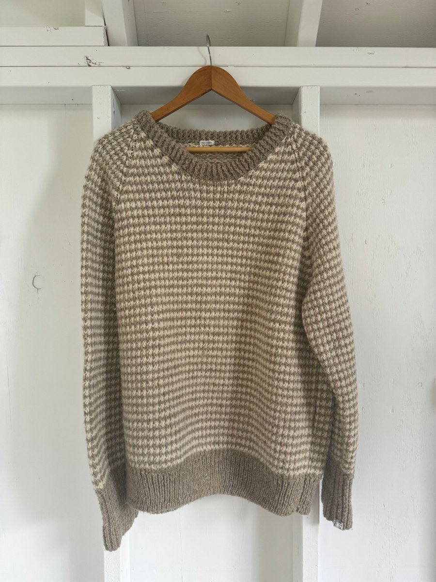 Vintage Hand Knit Sweater - Oatmeal + Ivory - Diamonds & Rust