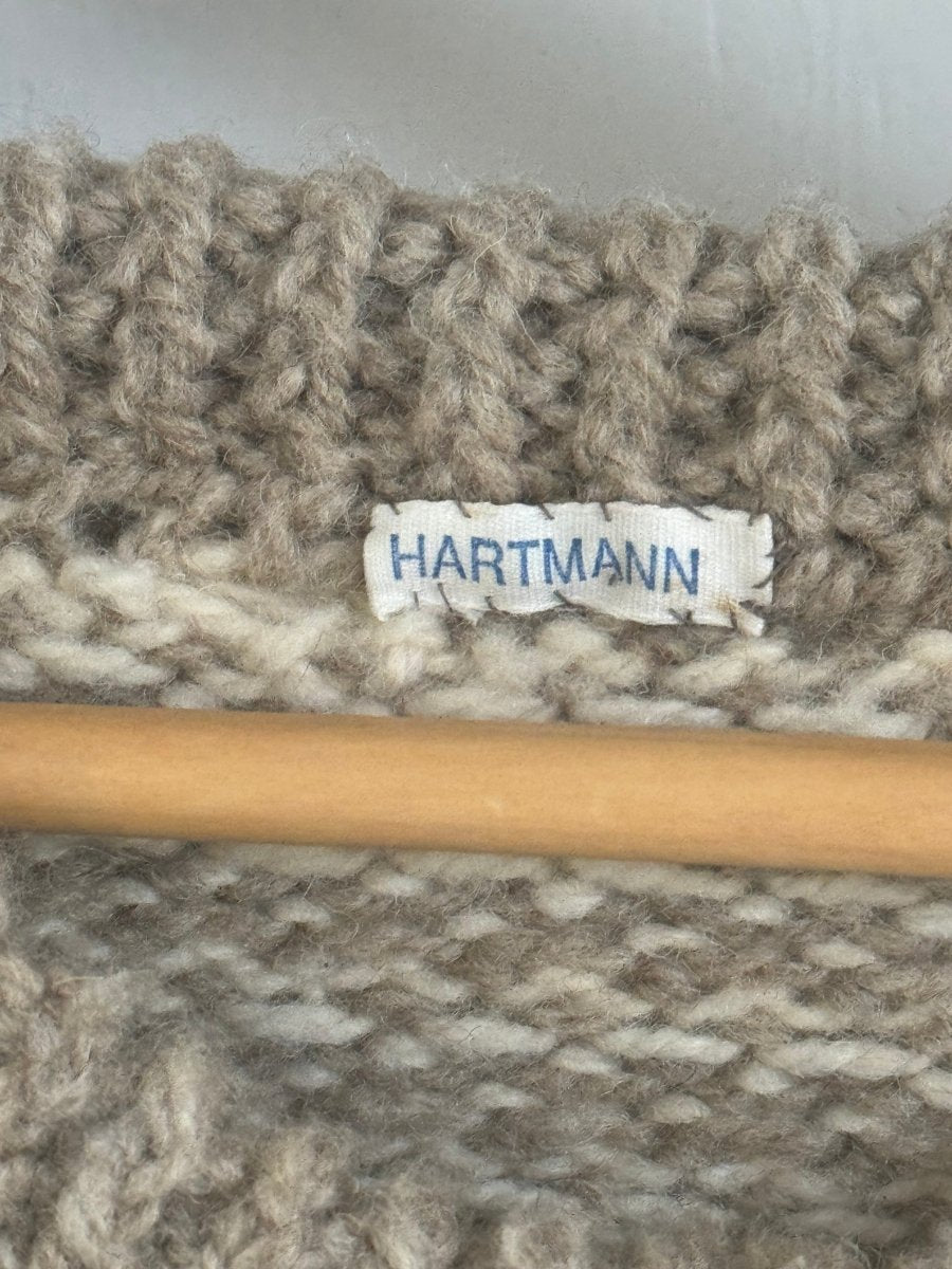 Vintage Hand Knit Sweater - Oatmeal + Ivory - Diamonds & Rust