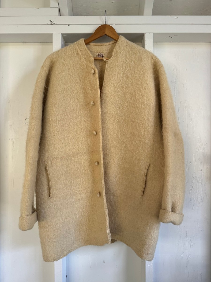 Vintage Hand Stitched Wool Coat - Diamonds & Rust