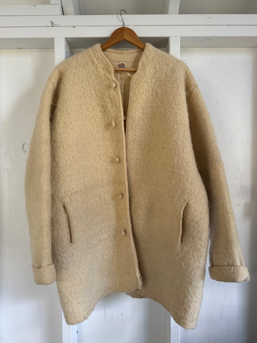 Vintage Hand Stitched Wool Coat - Diamonds & Rust
